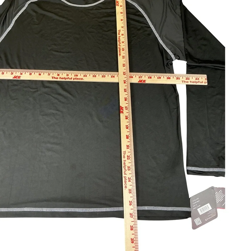 Uzzi Active Wear Mens XL Black Rash Guard UPF 50+ Swim‎ Surf Fishing Shirt NWT